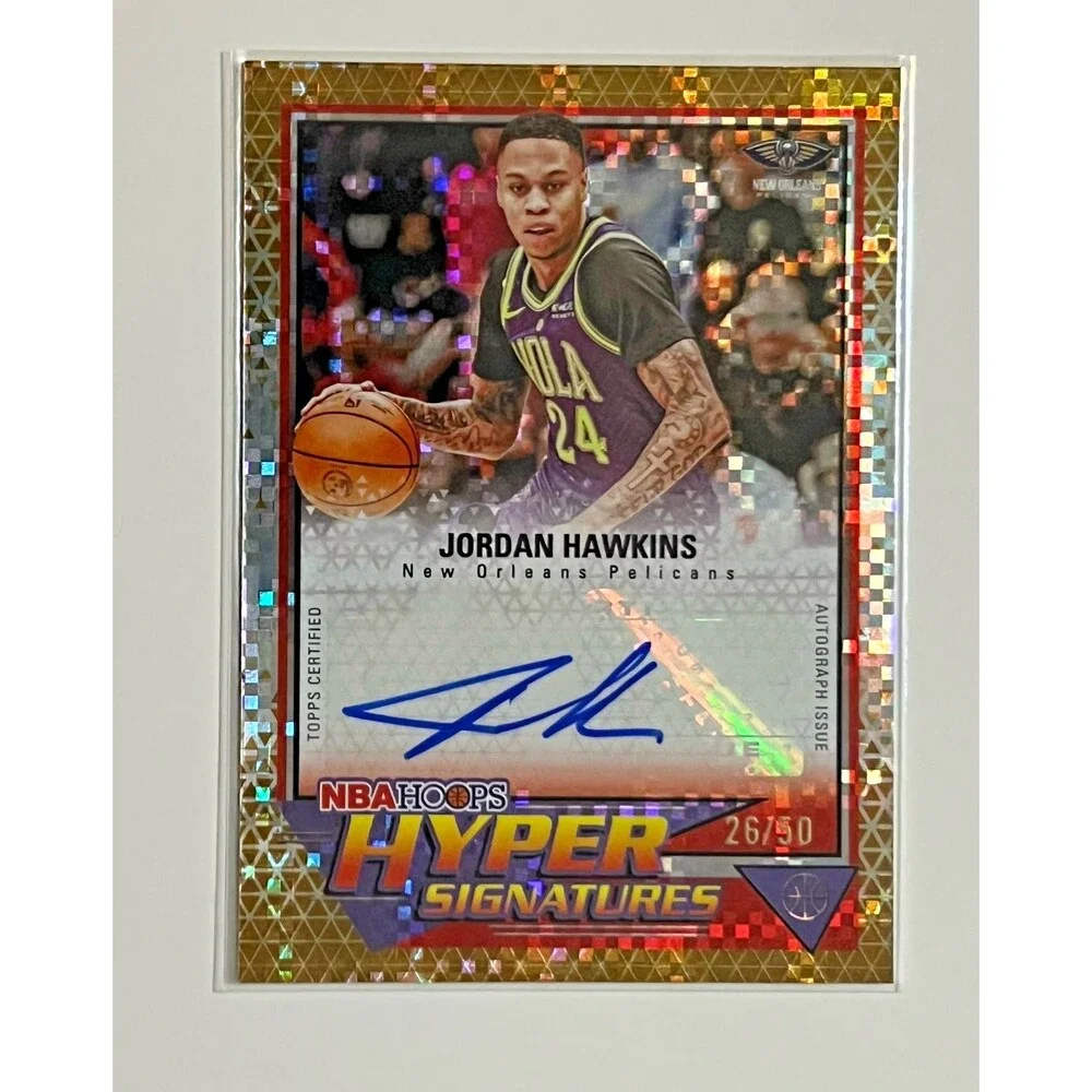 2025-26 NBA Hoops Jordan Hawkins Hyper Signatures Auto Gold Holo 26/50